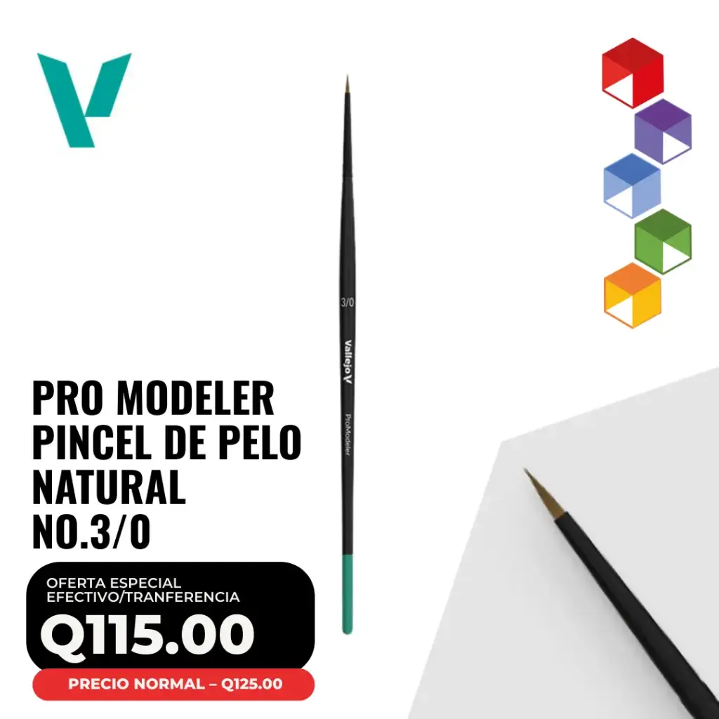 Vallejo Pro Modeler – Pincel de Pelo Natural No. 3/0 (B01030)