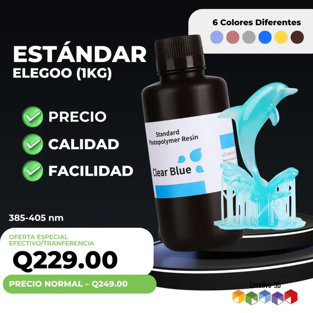 Resina Estandard para Impresión 3D Elegoo UV - 1 KG (405 nm)