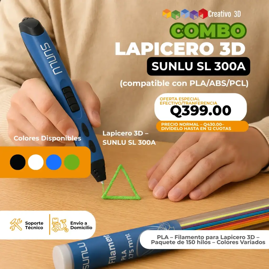 Kit de Lapicero 3D SUNLU SL 300A (PLA/ABS/PCL)- Incluye kit de colores