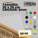Plancha de Acrílico de 30 x 20 cm – 3mm | Acrílico Virgen en Varios Colores