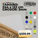 Plancha de Acrílico de 244 x 122 cm – 3mm | Acrílico Virgen en Varios Colores