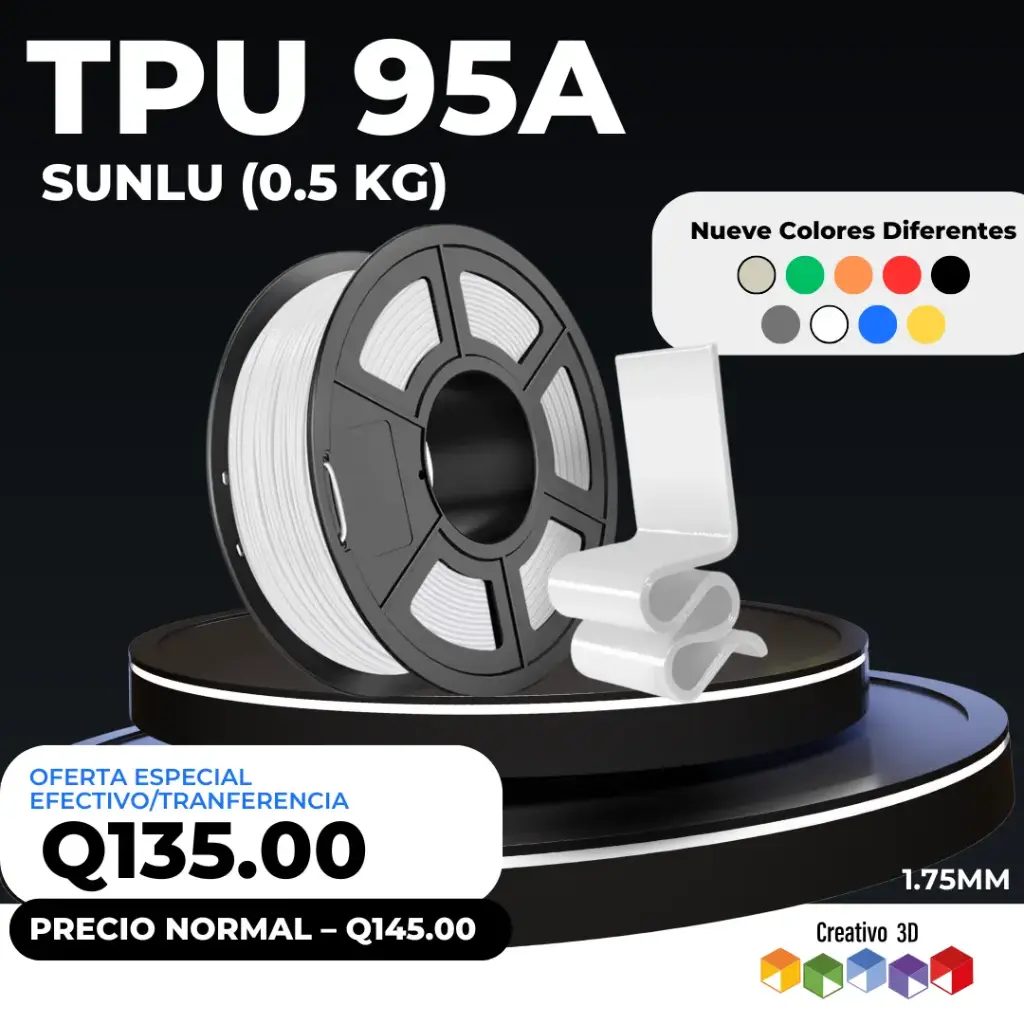 SUNLU TPU – 0.5 Kg / 1.75mm – Filamento para Impresora 3D