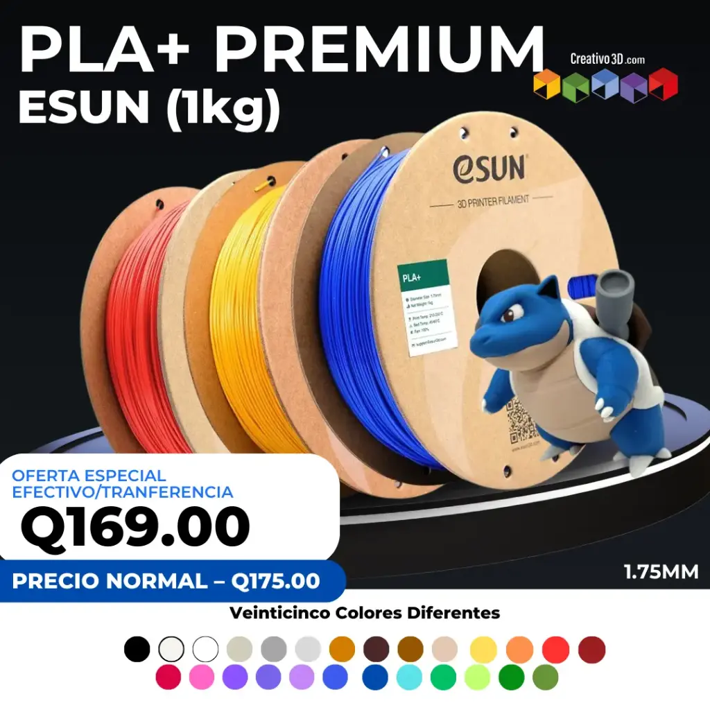 eSun PLA+ Premium 1.0kg/1.75mm Filamento PLA+ (25 colores diferentes)
