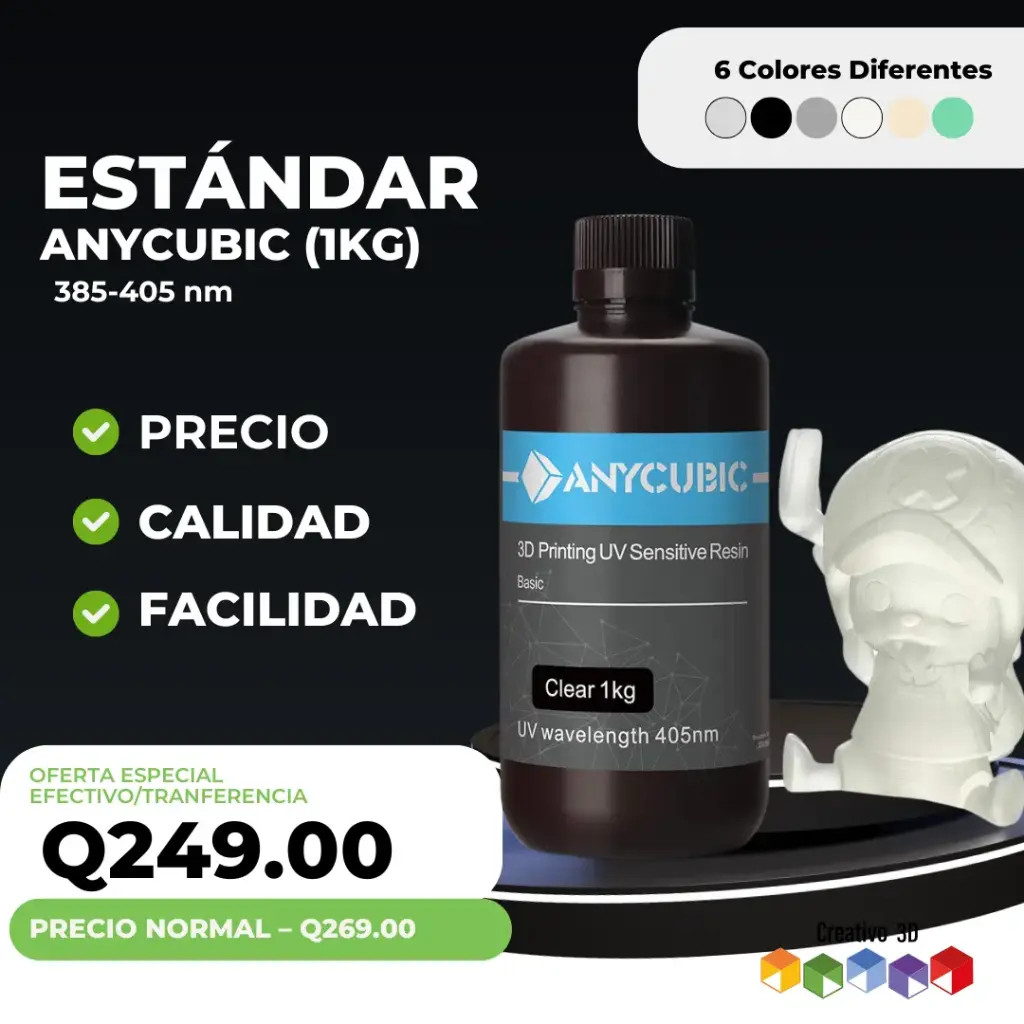 Resina para Impresión 3D Anycubic UV – 1 KG (405 nm)