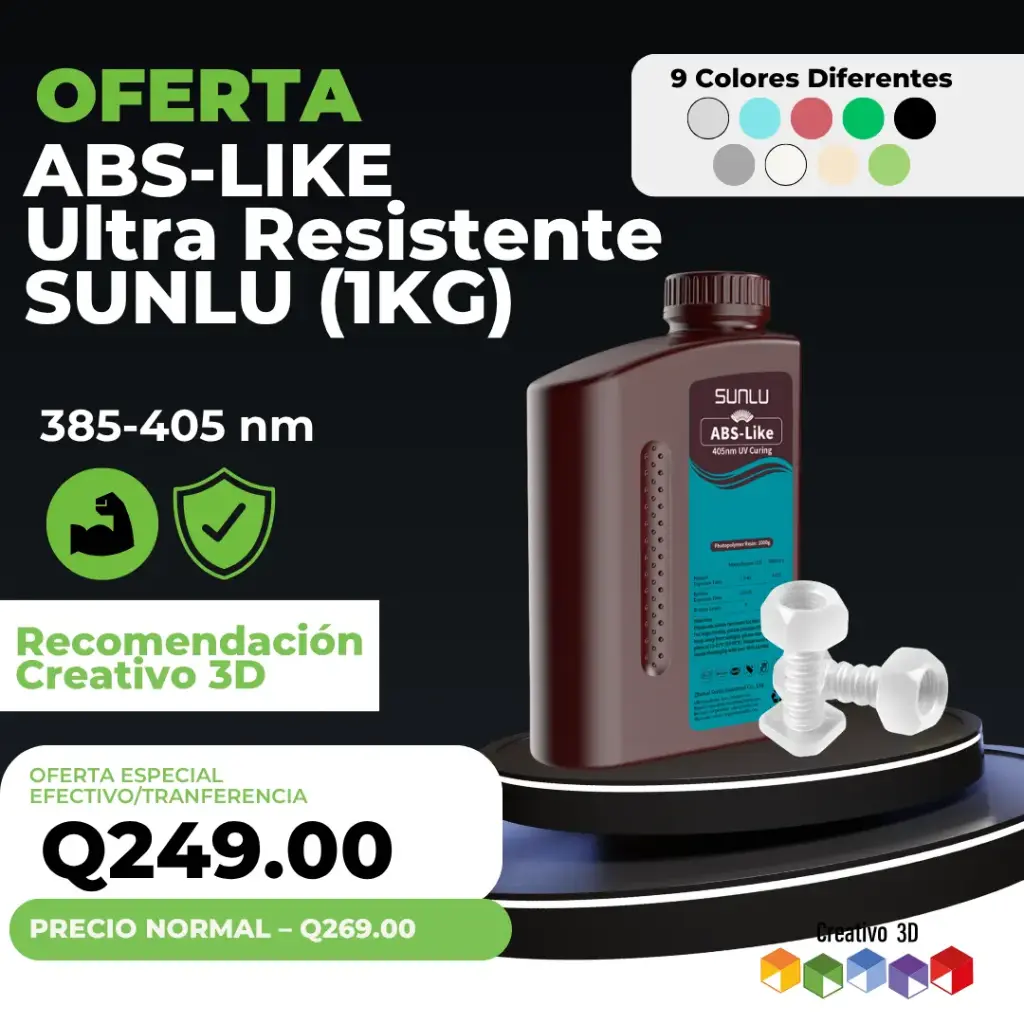 Resina ABS – Sunlu 1KG – Ultra Resistente (Recomendación Creativo 3D)