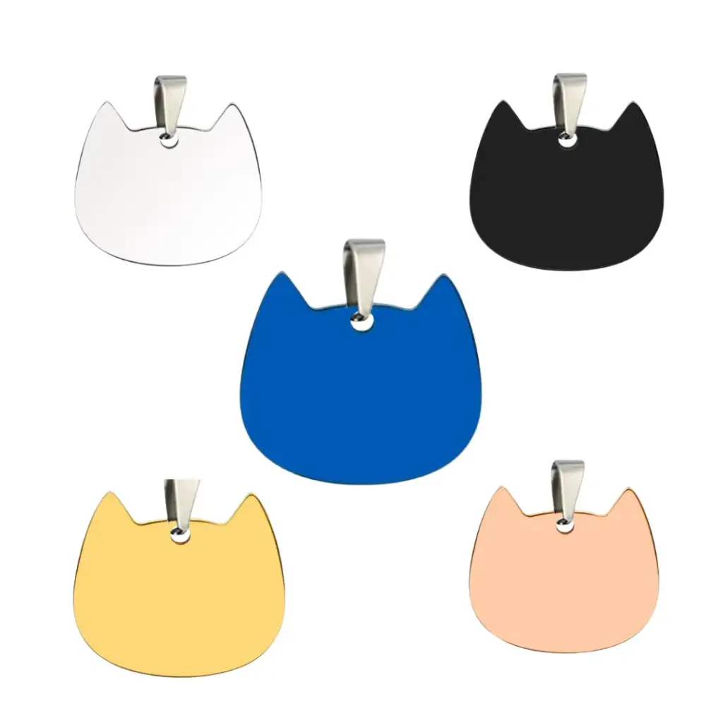 Plaquita para Grabado Láser en forma de Gato – 28.5×26.5×1.7mm (Variedad de Colores) – 1 Pieza