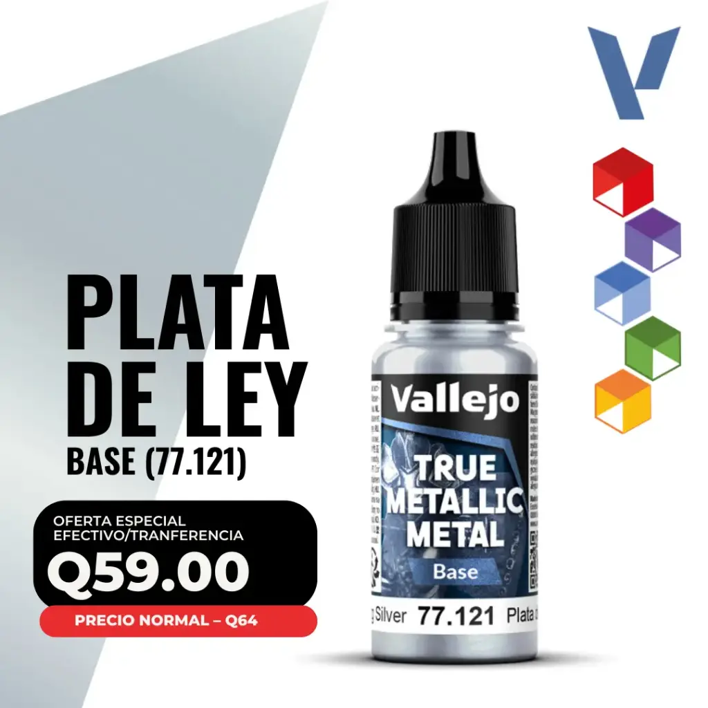 Vallejo True Metallic Metal - Plata de Ley Base (77.121)