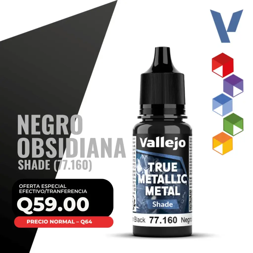Vallejo True Metallic Metal - Negro Obsidiana Shade (77.160)
