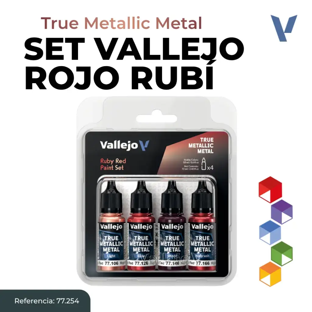 Vallejo True Metallic Metal - Set Rojo Rubí (77.254)