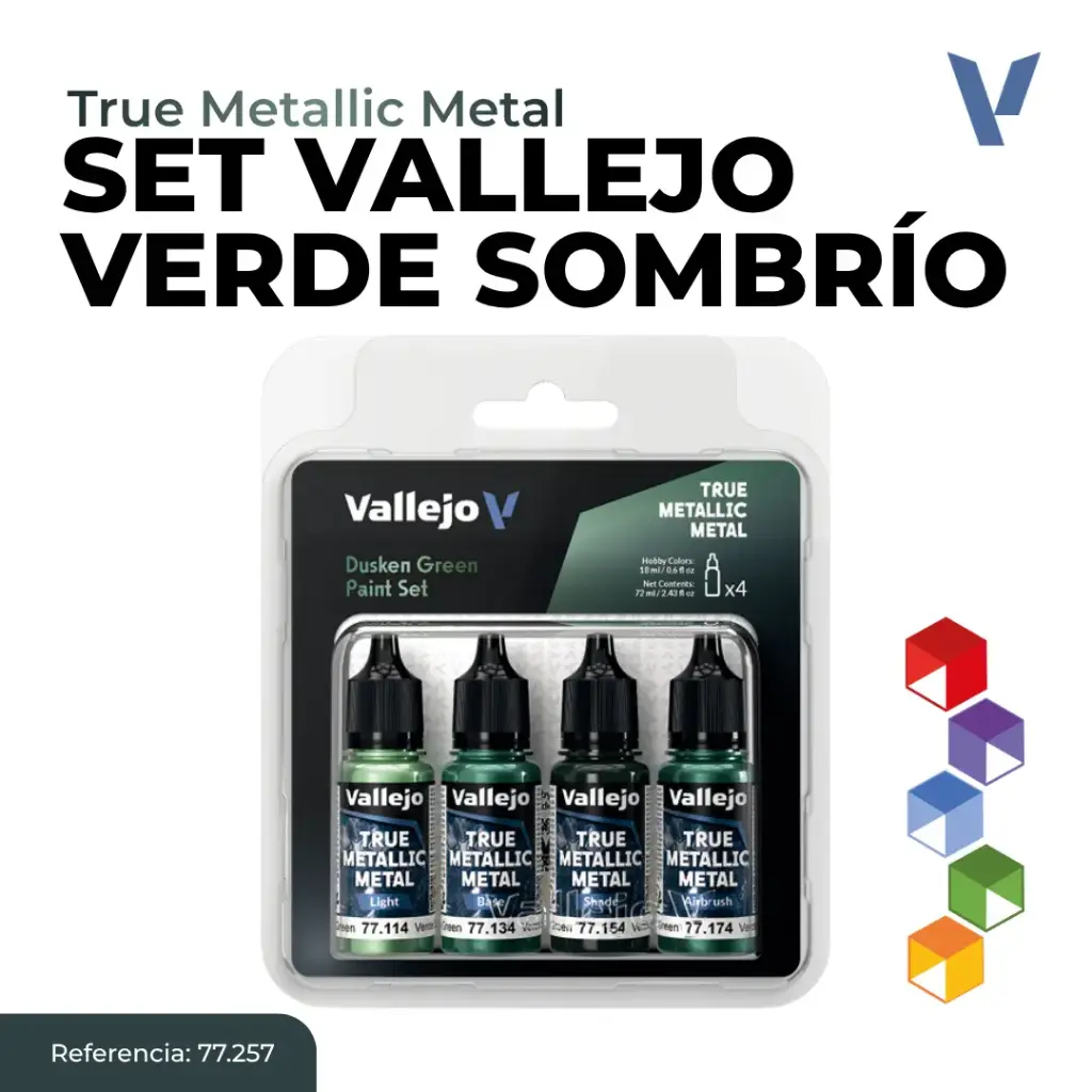 Vallejo True Metallic Metal - Set Verde Sombrío (77.257)