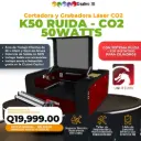 Cortadora y Grabadora Láser K50 Ruida – CO2 50Watts (50×40 cm) + Eje Rotativo de Rodos – 110V