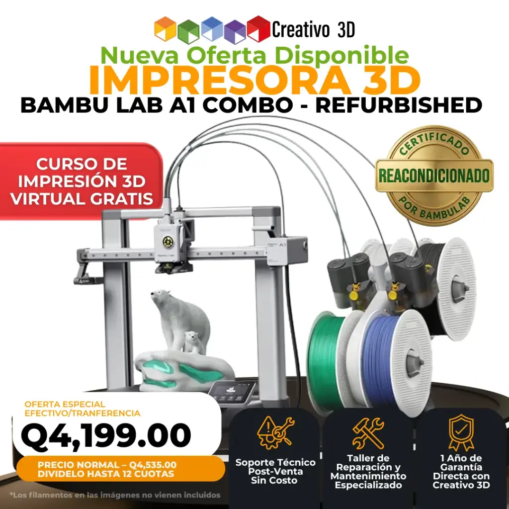 Bambu Lab - Refurbished A1 Combo Impresión 3D MultiColor, Ultra Velocidad y Ultra Calidad (Reacondicionado)