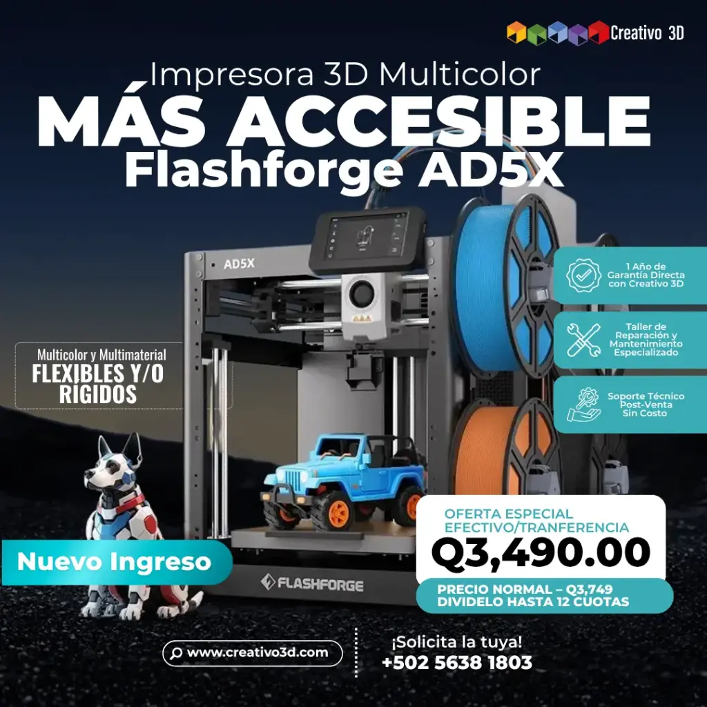 Impresora 3D Flashforge AD5X - Impresión 3D Multicolor Inteligente