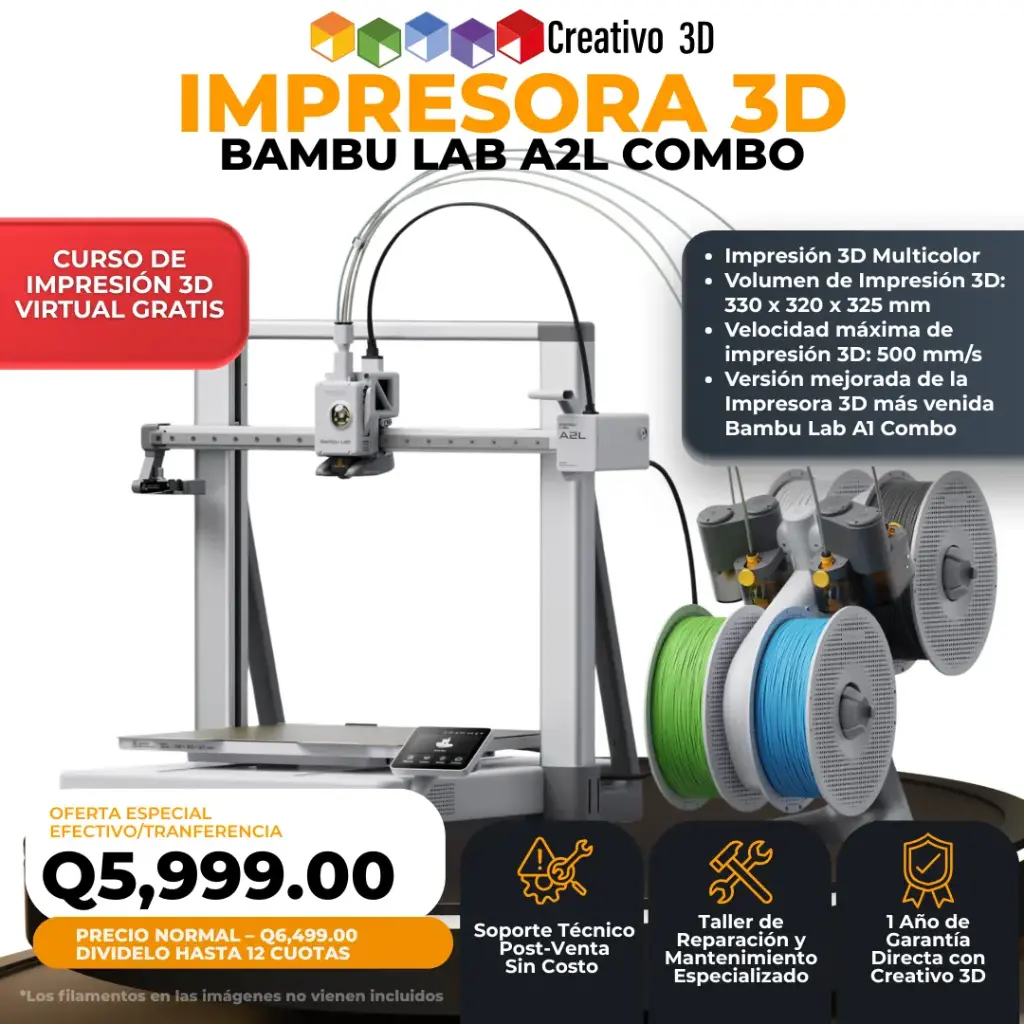 Impresora 3D Bambu Lab A2L Combo: Creatividad multicolor en gran formato - PRE VENTA