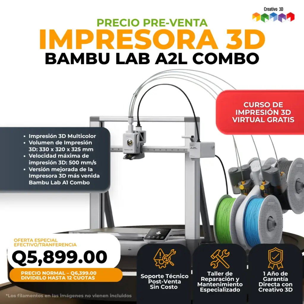 Impresora 3D Bambu Lab A2L Combo: Creatividad multicolor en gran formato - Reserva