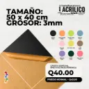 Plancha de Acrílico de 50 x 40 cm – 3mm | Acrílico Virgen en Colores Mate