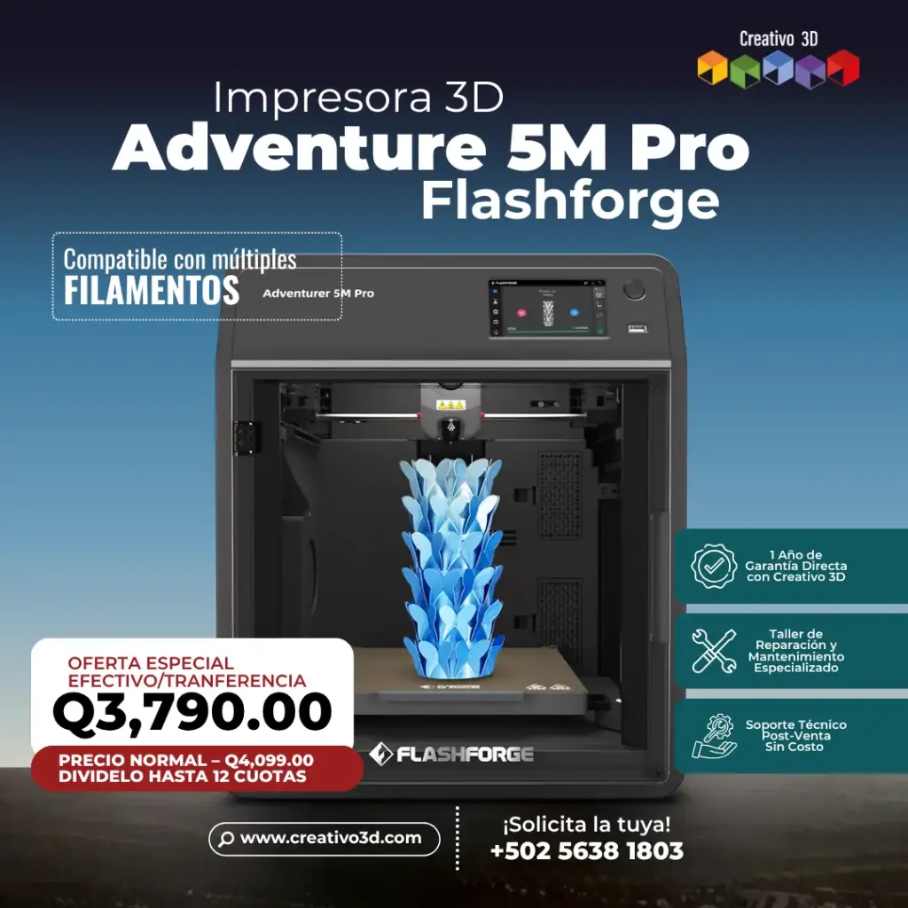 Impresora 3D Flashforge Adventurer 5M Pro - Con Sistema Core XY y Cerrada