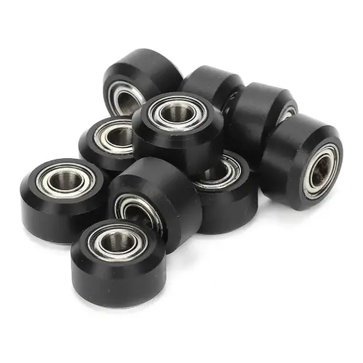 [10403] Rueda pequeña POM con rodamiento (MR105) para CNC – 3 Piezas