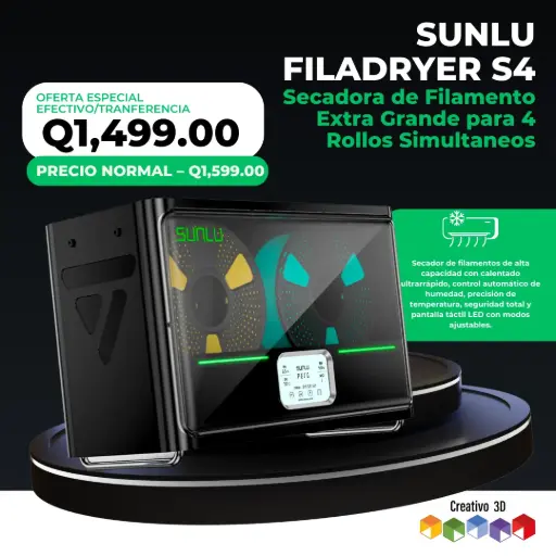 [10696] SUNLU FilaDryer S4 – Secadora de Filamento Extra Grande para 4 Rollos Simultaneos