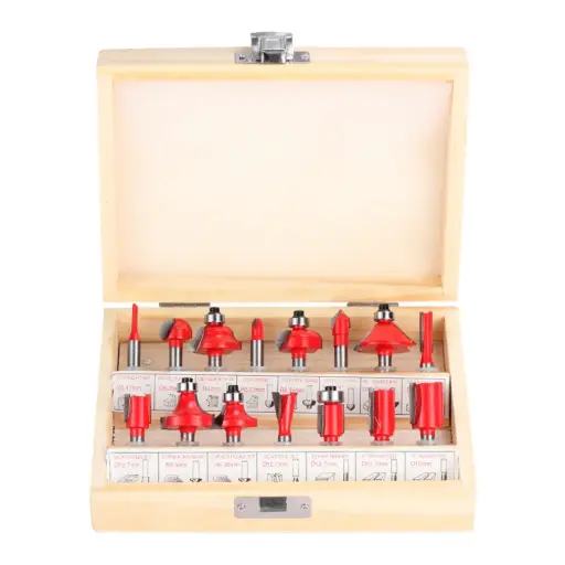 [10765] Set de Brocas para Madera 6.35mm – 15 Piezas – Corte Preciso en Carpintería y CNC