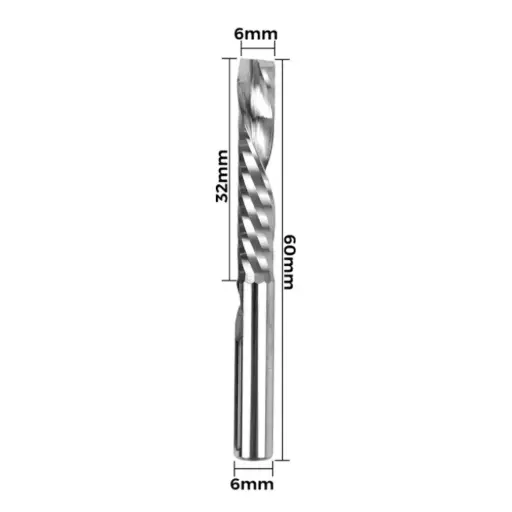 [110604401] Fresa Espiral de Un Solo Filo Twotrees – Vástago 6 mm (6x6x32x60mm)