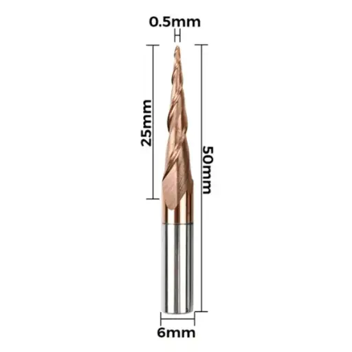 [110604394] Fresa Espiral de Punta Esférica Cónica Doble Filo Twotrees – Vástago 6 mm (6xR0.5x25x50)