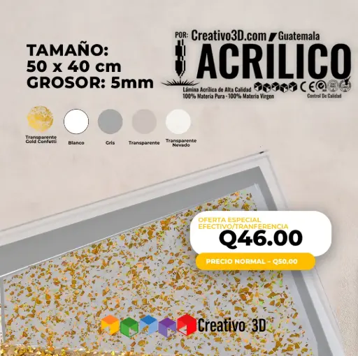 Plancha de Acrílico de 50 x 40 cm – 5mm | Acrílico Virgen en Varios Colores