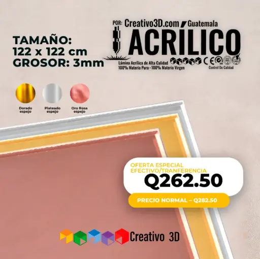 Plancha de Acrílico de 122 x 122 cm – 3mm | Acrílico Virgen en Colores Espejo