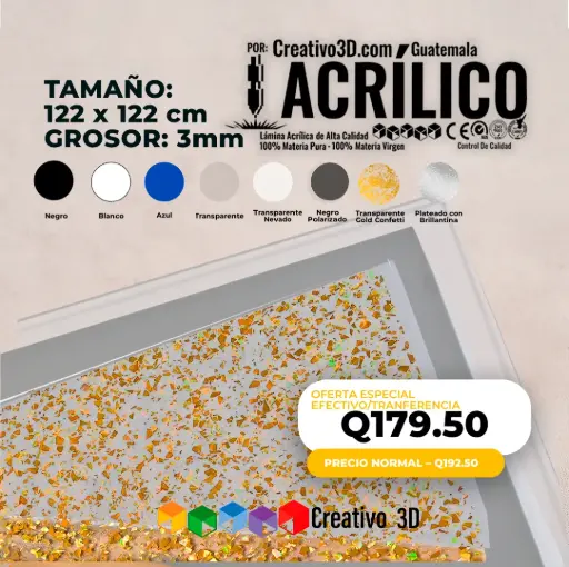Plancha de Acrílico de 122 x 122 cm – 3mm | Acrílico Virgen en Varios Colores