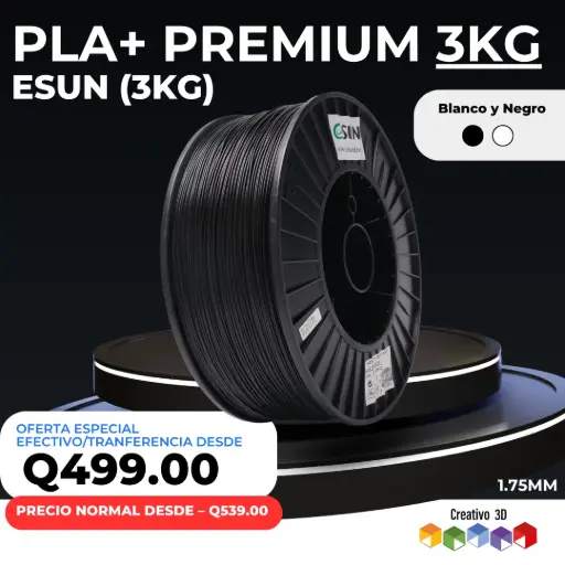 eSun PLA+ Premium – 3.0 Kg / 1.75mm Filamento PLA+ de Gran Formato