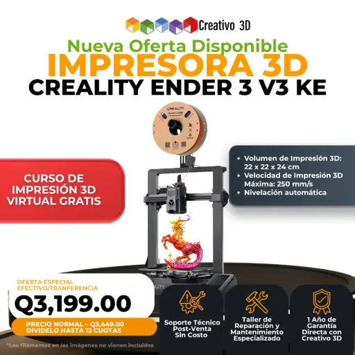 [10959] Creality – Ender 3 V3 KE – [Fácil de usar, muy potente y ultra veloz] – 22 x 22 x 24 cm