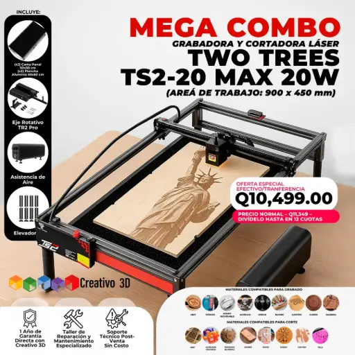 [10978] Mega Combo Diodo 20W TS2-20 MAX – Cortadora y Grabadora Láser de 20W de 90 x 45 cm