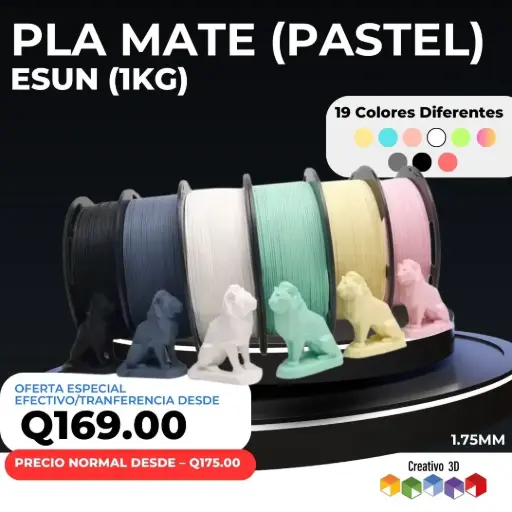 eSun PLA Mate – 1.0 Kg / 1.75mm – 19 colores disponibles