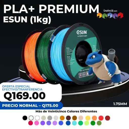 eSun PLA+ Premium 1.0kg/1.75mm Filamento PLA+ (25 colores diferentes)