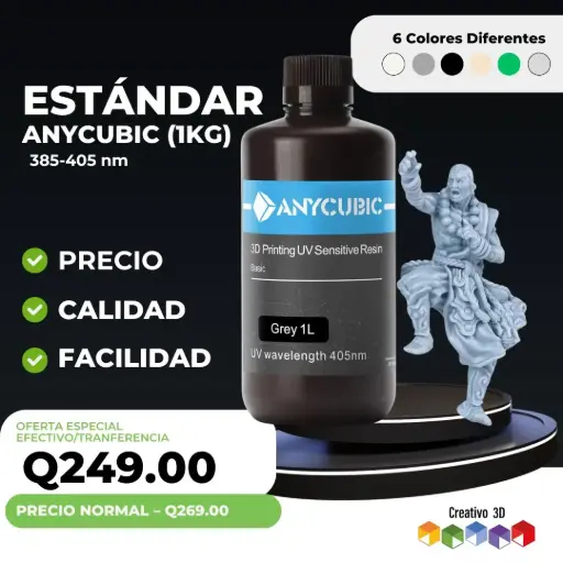 Resina para Impresión 3D Anycubic UV – 1 KG (405 nm)