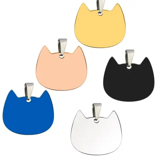 Plaquita para Grabado Láser en forma de Gato – 28.5×26.5×1.7mm (Variedad de Colores) – 1 Pieza