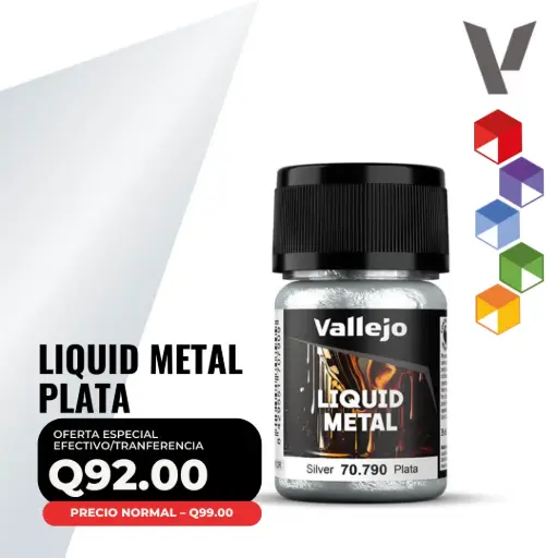 [70.790] Vallejo Liquid Metal – Plata 35ml (70.790 – Pos. 221)