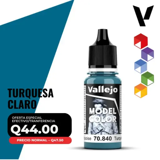 [70.840] Vallejo Model Color – Turquesa Claro (70.840 – Pos. 70)