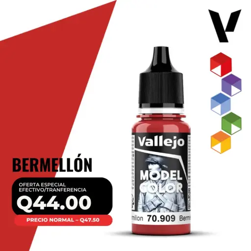 [70.909] Vallejo Model Color – Bermellón (70.909 – Pos. 32)