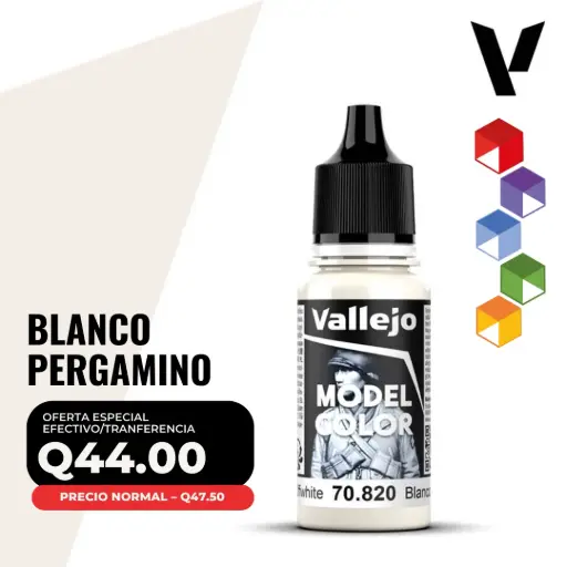 [70.820] Vallejo Model Color – Blanco Pergamino (70.820 – Pos. 3)