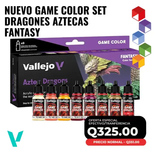 [72.195] Vallejo Game Color Set Aztec Dragons 72.195 – Pinturas Acrílicas para Dragones Aztecas