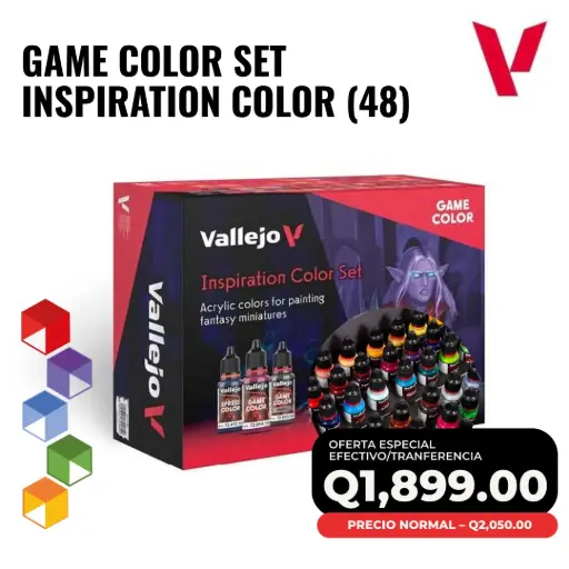 [72.182] Vallejo Inspiration Color Set – Caja con 48 Colores Game Color + Pinceles