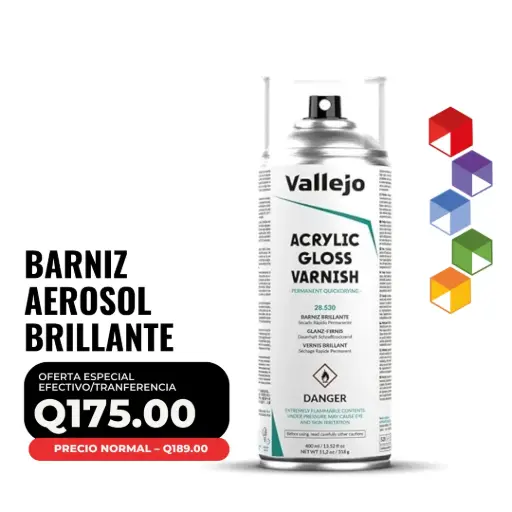 [28.530] Vallejo – Barniz Aerosol Brillante Vallejo 400 ml