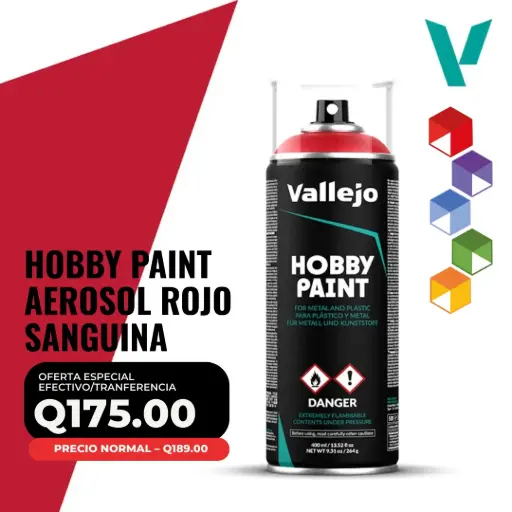 [28.016] Vallejo – Primer Hobby Paint en Aerosol: Rojo Escarlata 400ml