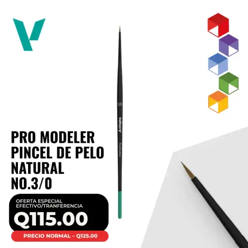 [B01030] Vallejo Pro Modeler – Pincel de Pelo Natural No. 3/0 (B01030)