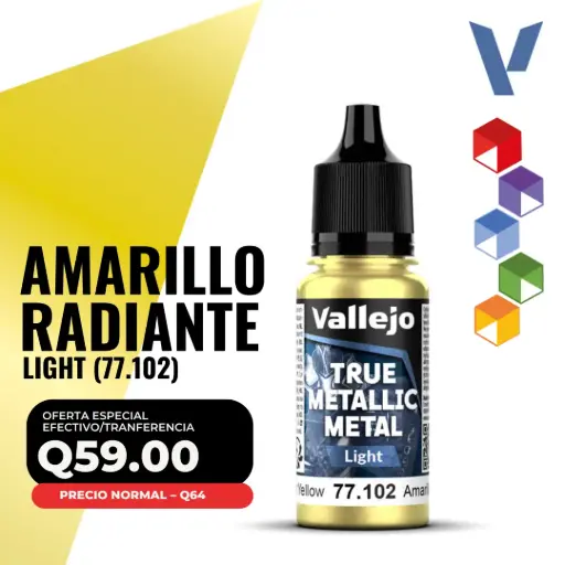 [77.102] Vallejo True Metallic Metal - Amarillo Radiante Light (77.102)