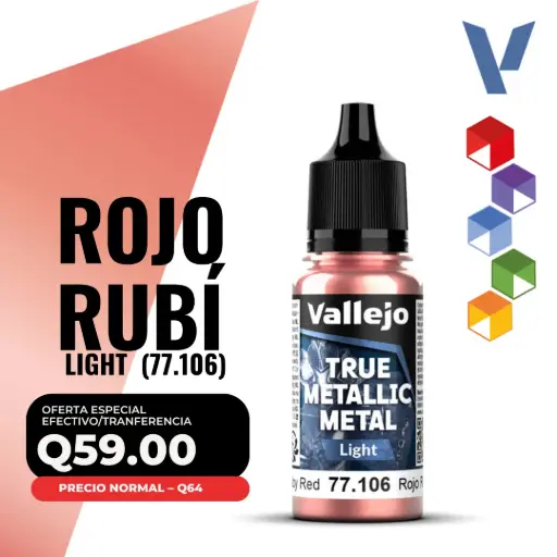 [77.106] Vallejo True Metallic Metal - Rojo Rubí Light  (77.106)