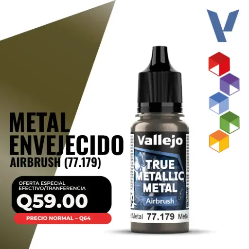 [77.179] Vallejo True Metallic Metal - Metal Envejecido Airbrush (77.179)