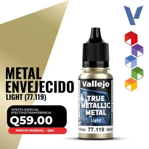 [77.119] Vallejo True Metallic Metal - Metal Envejecido Light (77.119)