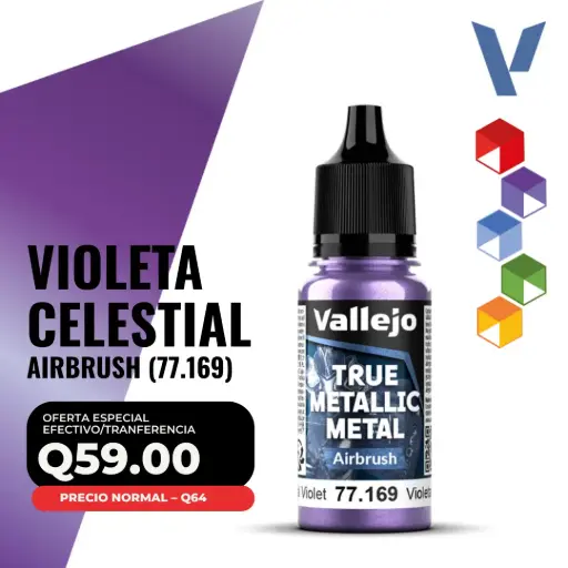 [77.169] Vallejo True Metallic Metal - Violeta Celestial Airbrush (77.169)